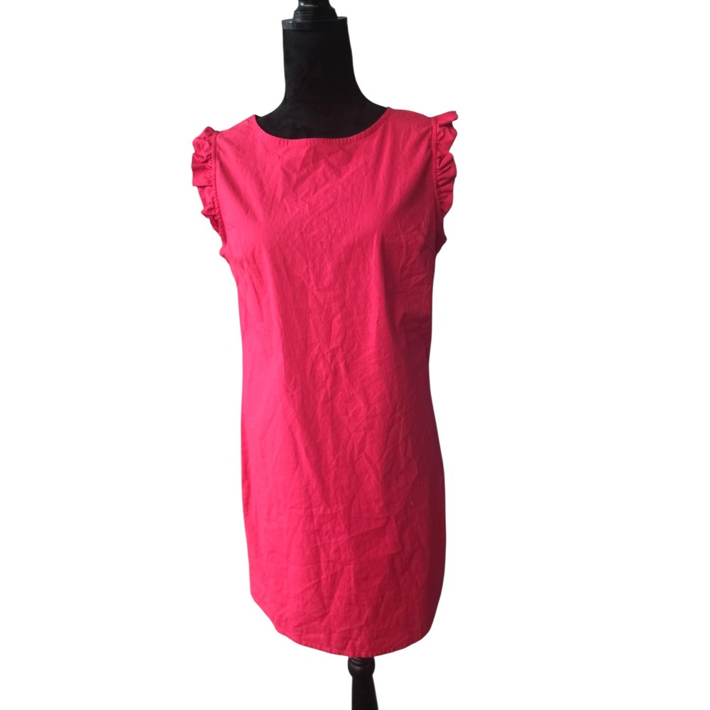 Hylon Pink Ruffle Sleeve Shift Dress Womens‎ Sleeveless Mini Zip Size 10 A8